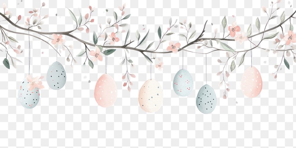 PNG Easter eggs hanging decoration delicate flower.