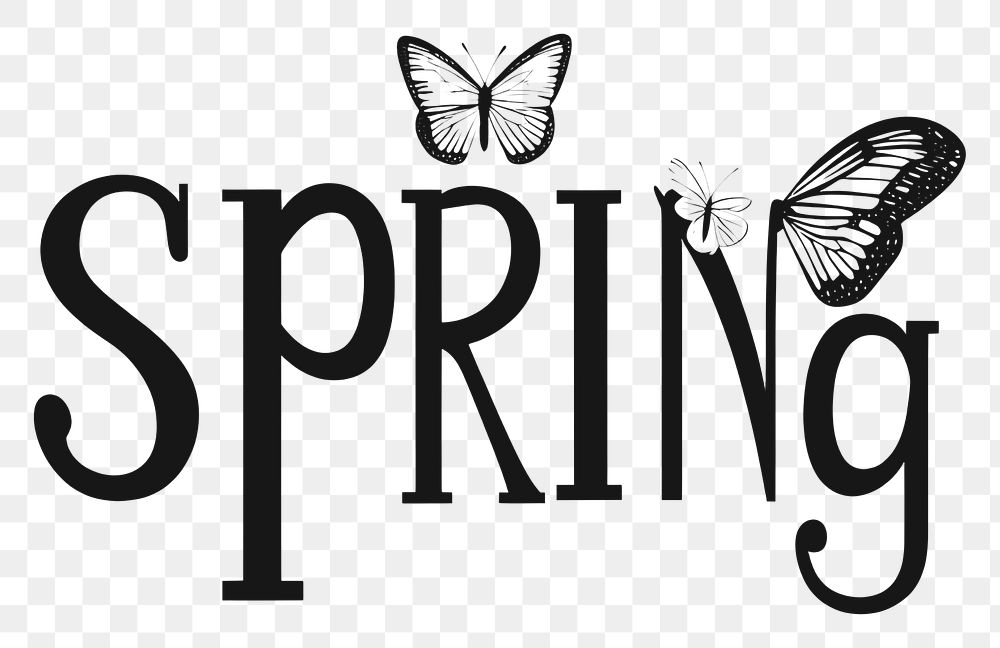 PNG Typography butterfly spring art.