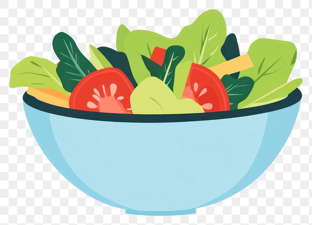 PNG Salad bowl illustration ingredients vegetables.