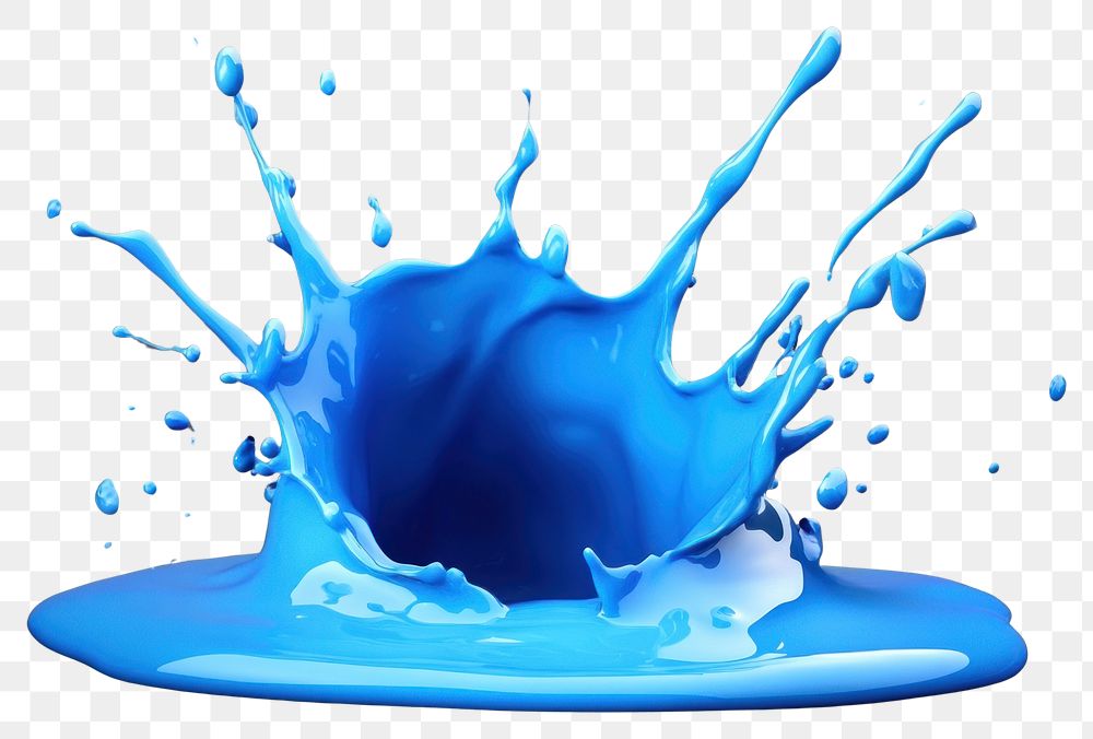 PNG Blue paint splashes vibrant color explosion.