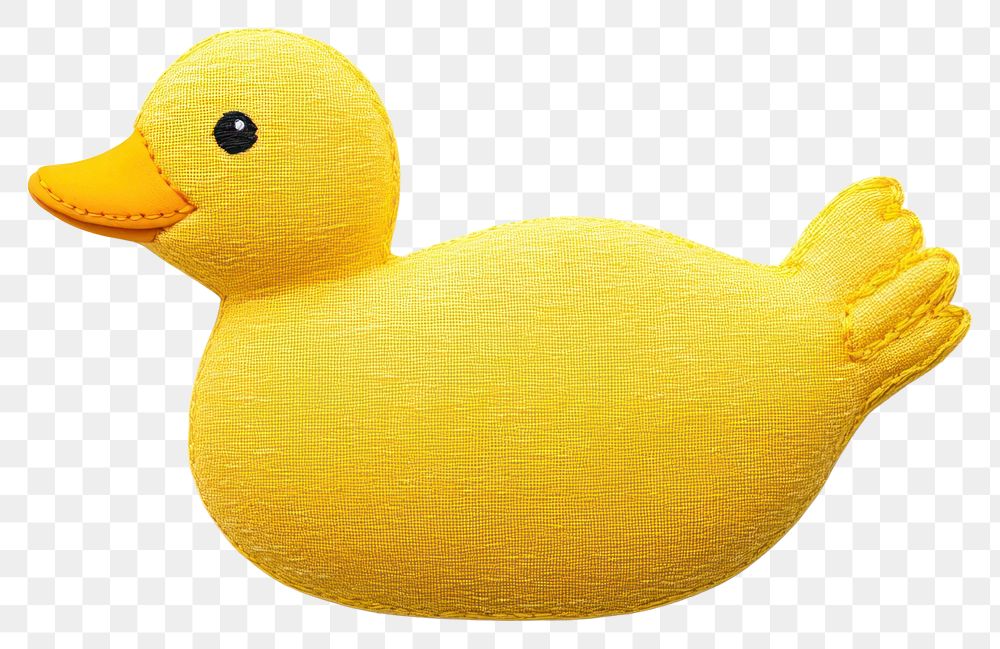 PNG A yellow duck in embroidery style animal children's stuffed.