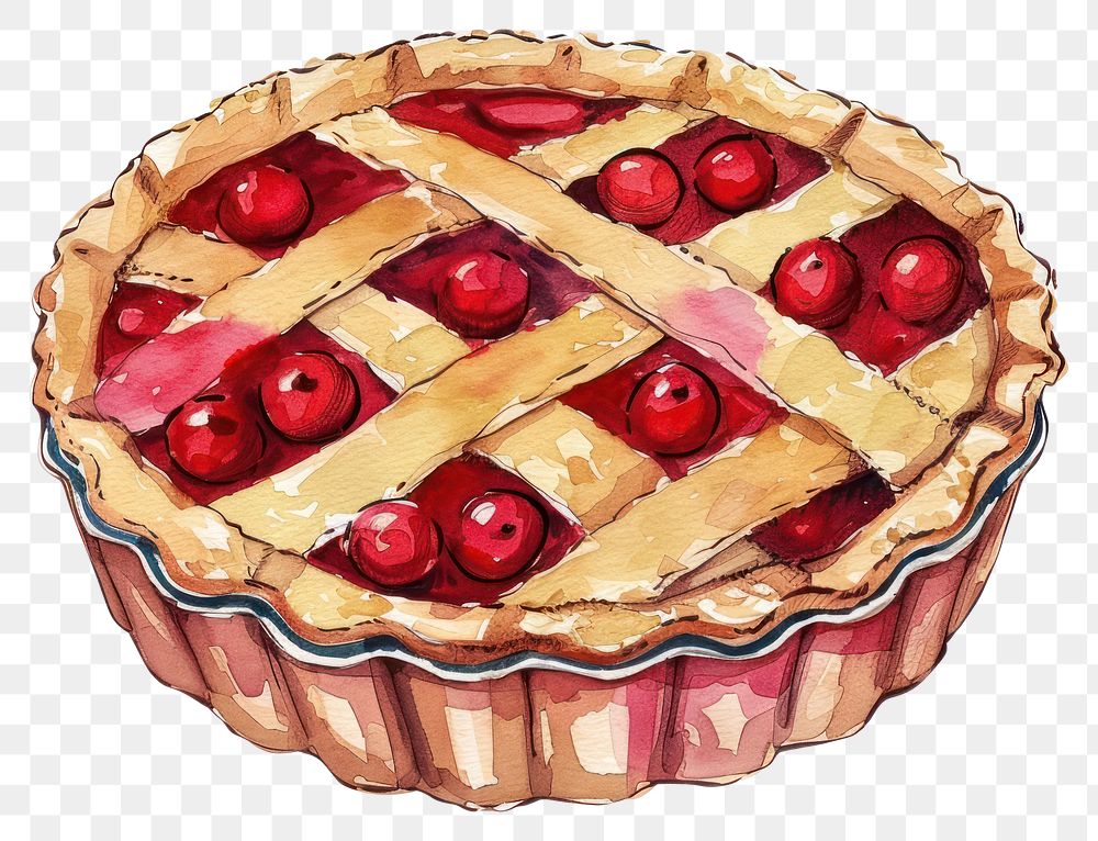 PNG An isolated Christmas berry pie watercolor dessert style.