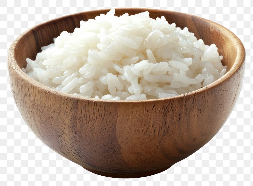 PNG White rice in a wooden bowl grain food kitchenware.