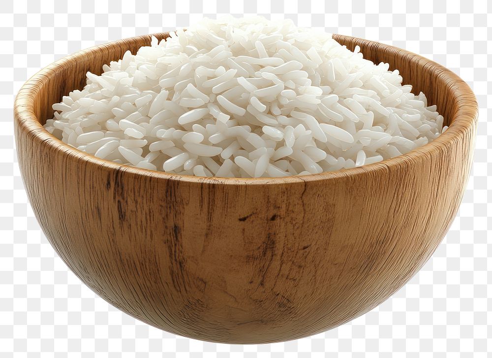 PNG White rice in a wooden bowl grain food ingredient.