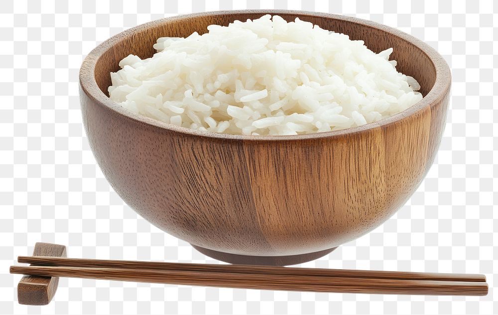 PNG White rice in a wooden bowl chopsticks food traditional.