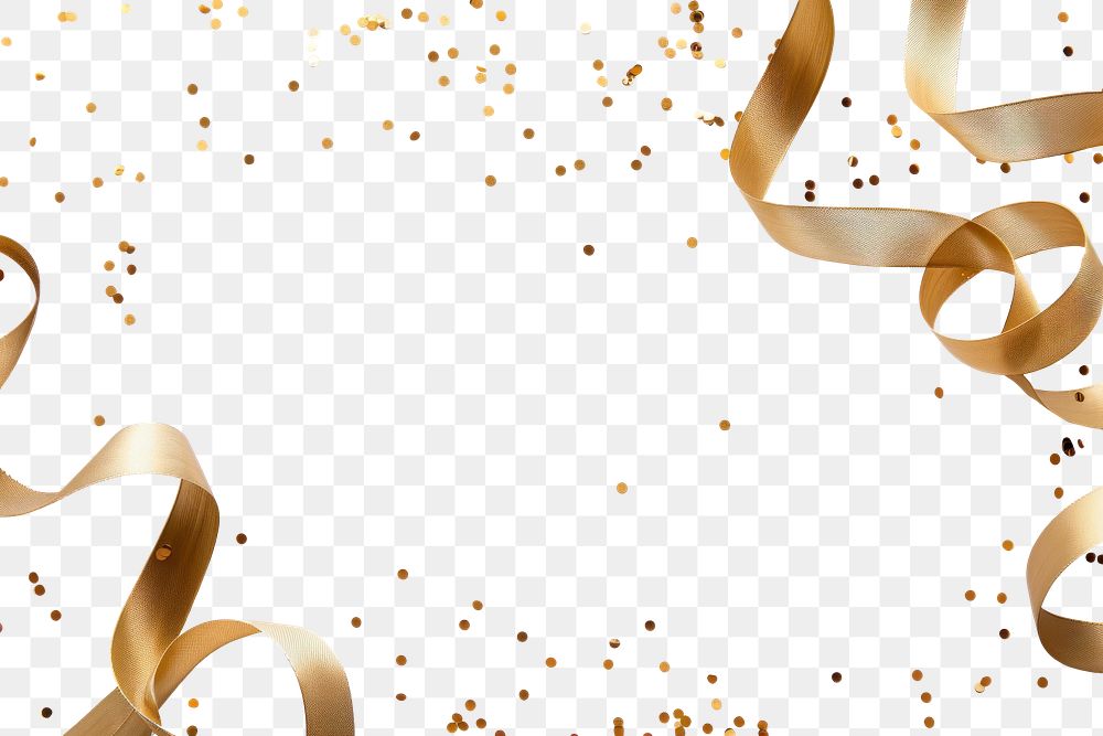 PNG Gold ribbons confetti background elegant.