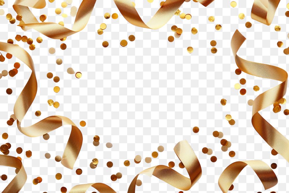 PNG Gold ribbons confetti background paper.