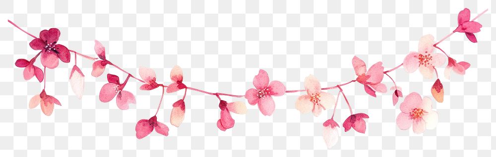 PNG Memphis sakura spring garland illustration flowers floral.