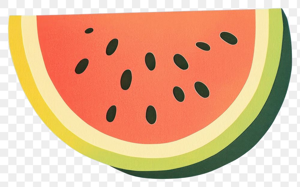 PNG Papercut cute watermelon fruit slice illustration.