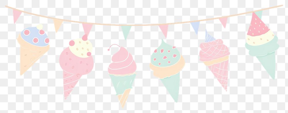 PNG Memphis ribbon ice cream garland illustration dessert colors.