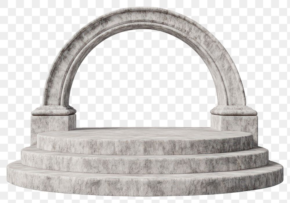 PNG Stone arch 3d podium architectural architecture archaeology.