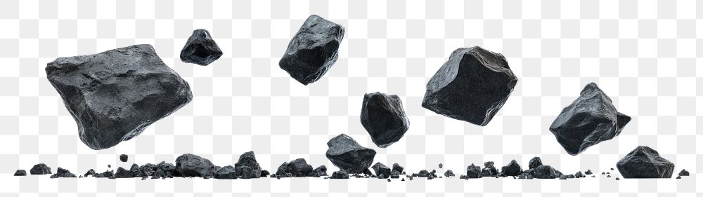 PNG Meteorites floating rocks anthracite levitating.