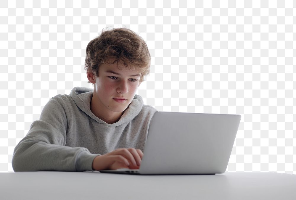 PNG Student study online using laptop computer person photo teen.