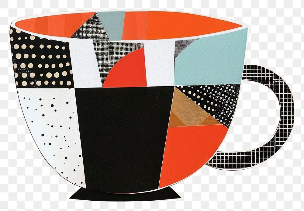 PNG Coffee cup retro paper collage design art illustration.