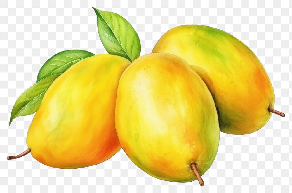 PNG Illustration of mango fruit watercolor botanical.