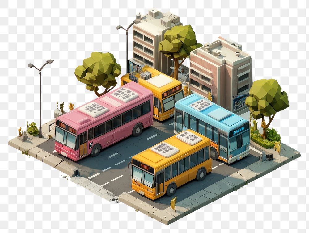 PNG Public buses transportation isometric public.