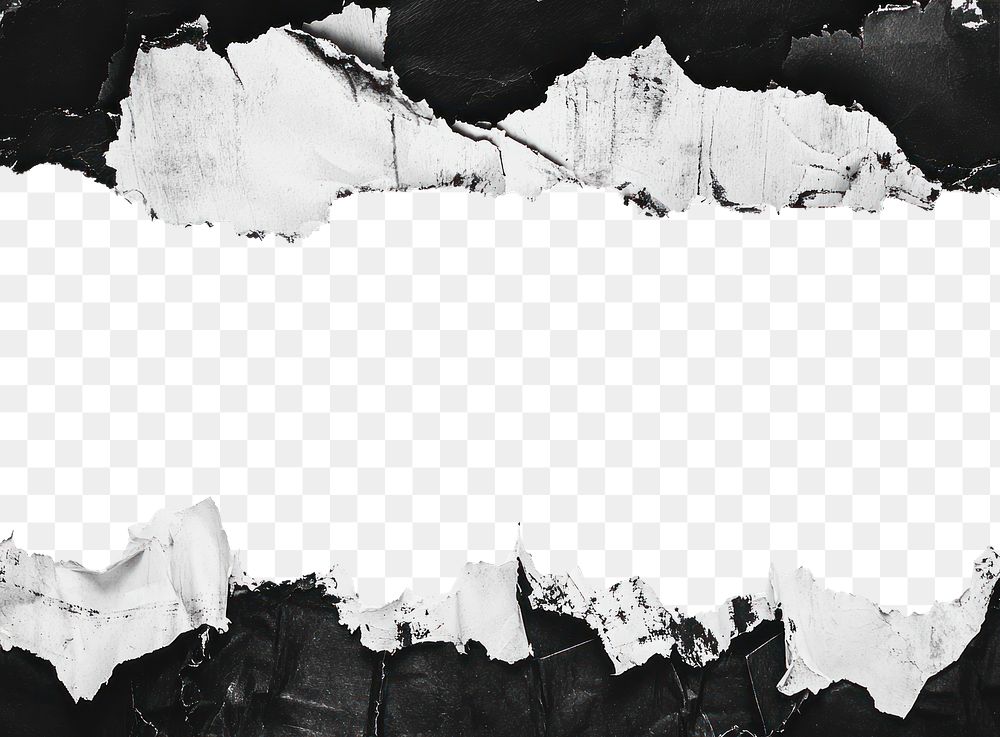 PNG Paper with ragged edges background black white.