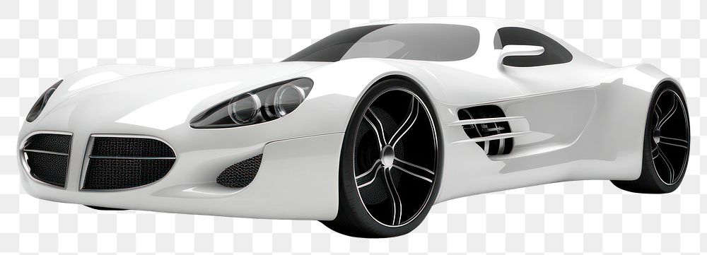 PNG White modern luxury concept car futuristic vehicle design.