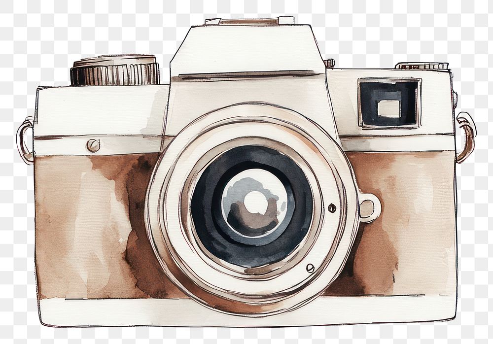 PNG A cute film camera watercolor design art.