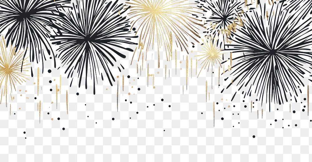 PNG Fireworks border background black gold.