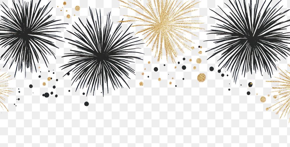 PNG Fireworks border background black gold.