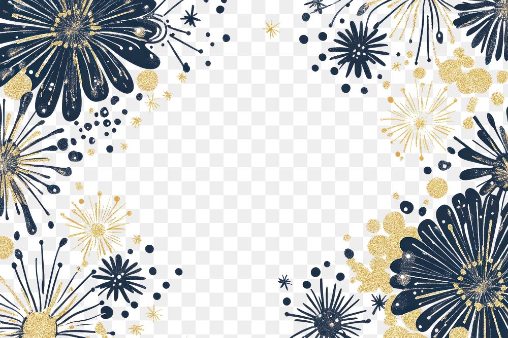 PNG Fireworks sparkle border gold art illustration.