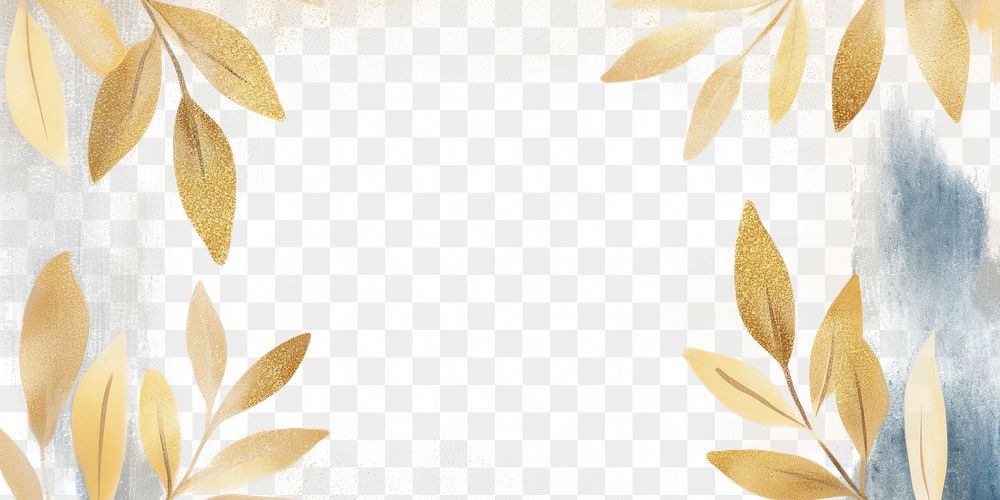 PNG Gold leaf glitter frame texture background pattern.