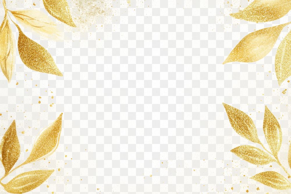 PNG Gold leaf glitter frame background pattern texture.