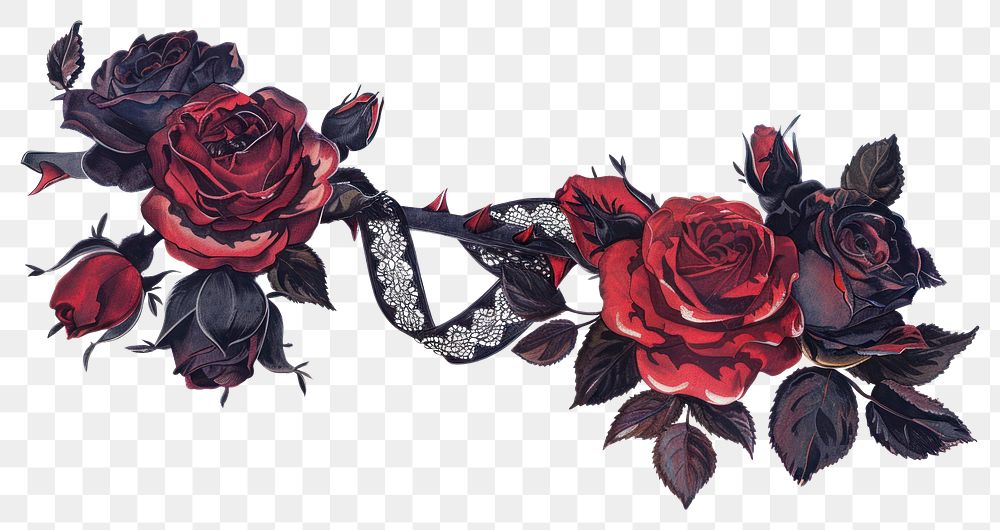 PNG Gothic wedding rose vine roses illustration gothic.