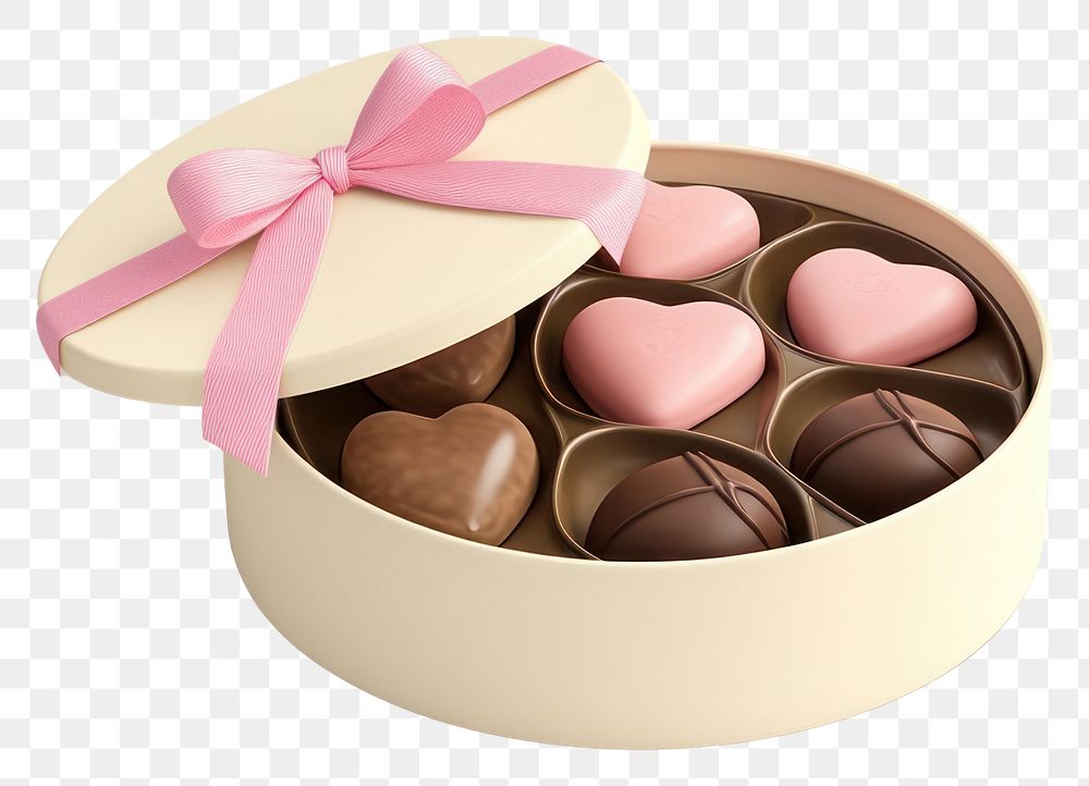 PNG 3d valentine chocolate box sweets ribbon heart.