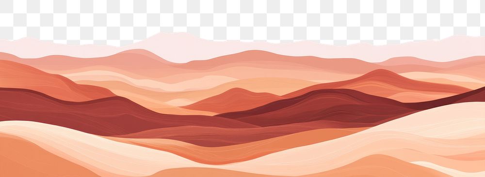 PNG A light pink and dark orange gradient of undulating mountains desert art minimalist.