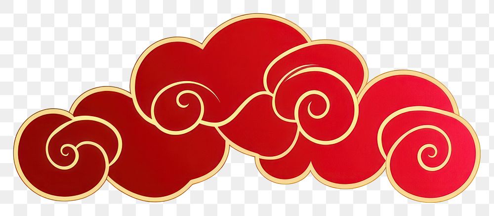 PNG Cartoon Chinese Style Red Cloud outline cloud gold.