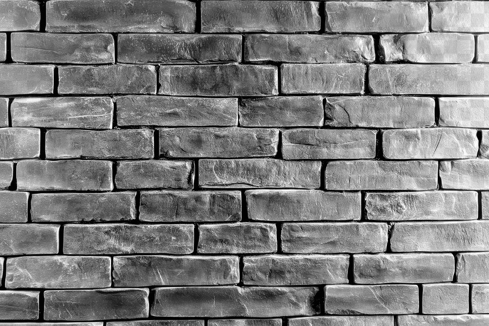 PNG Black and white brick wall background texture pattern.