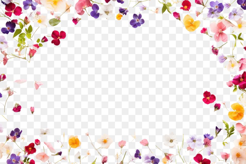 PNG Flowers confetti border background blossoms petals.