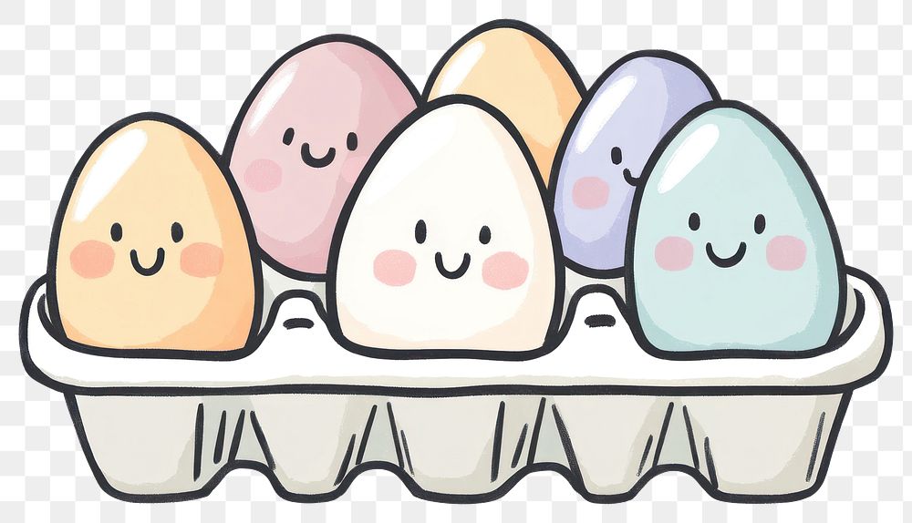 PNG Six eggs cartoon pastel carton.