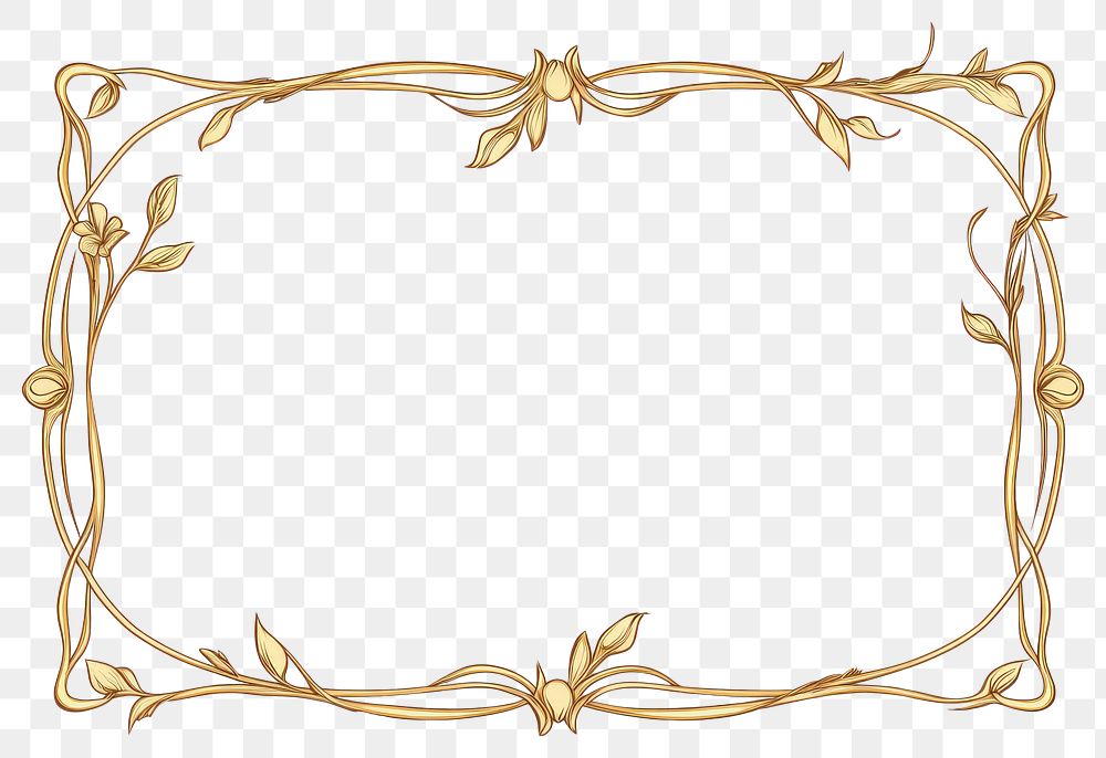 PNG Ornament frame art nouveau gold.