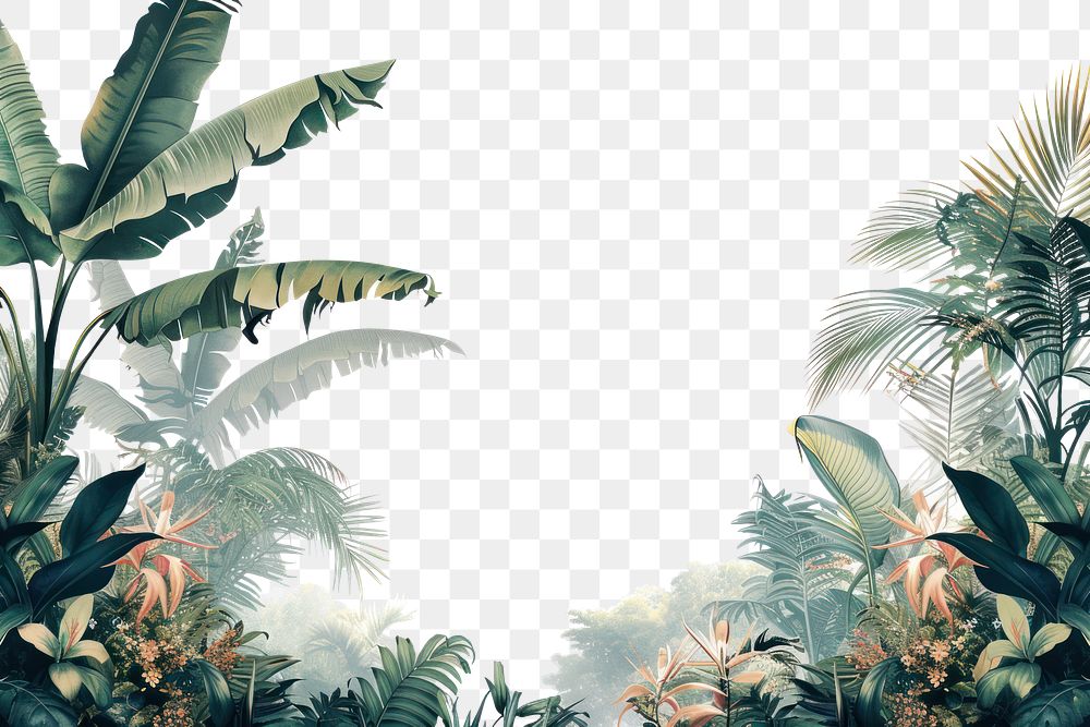 PNG Tropical jungle borders background scenery nature.