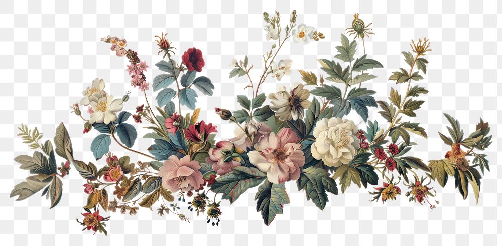 PNG Floral art painting vintage.