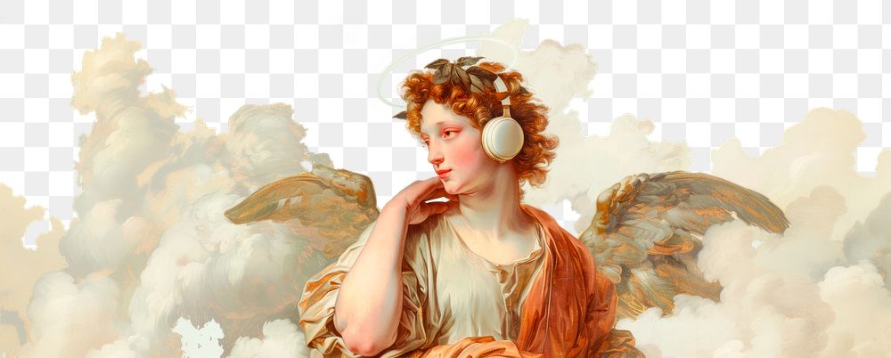 PNG Cloud borders with angel headphones background classical.