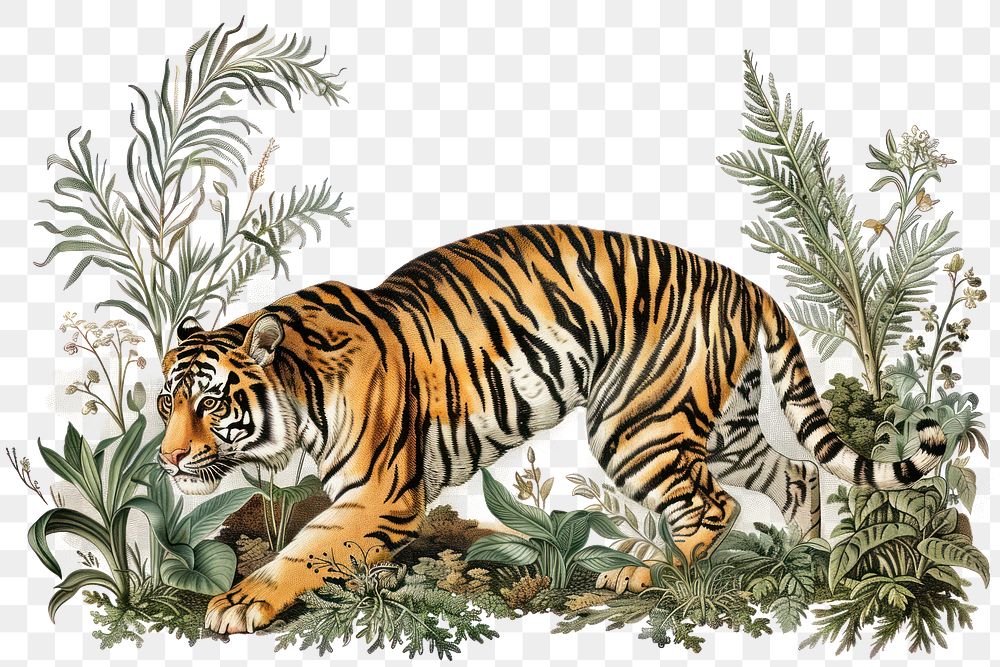 PNG Forest borders tiger illustration wildlife.