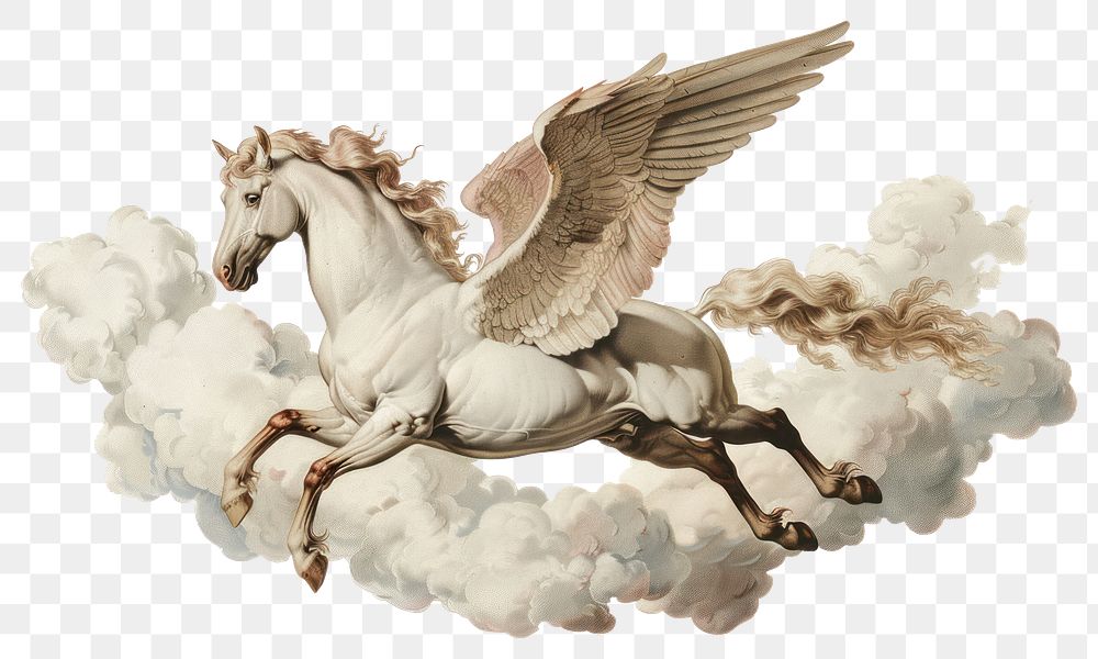 PNG Pegasus on cloud borders illustration clouds horse.