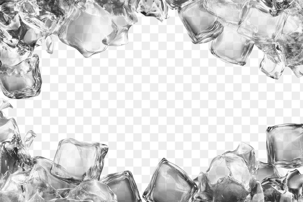 PNG Blue Ice cubes border ice crystal accessories.