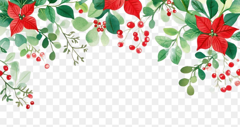 PNG Red and green christmas flower leaves leaf art.