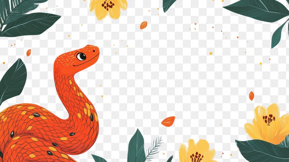 PNG Chinese new year frame snake illustration background.