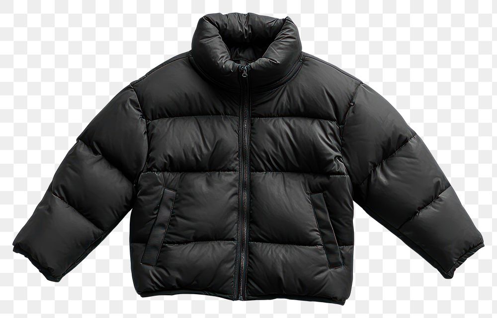 PNG Puffer jacket black coat fashionable.