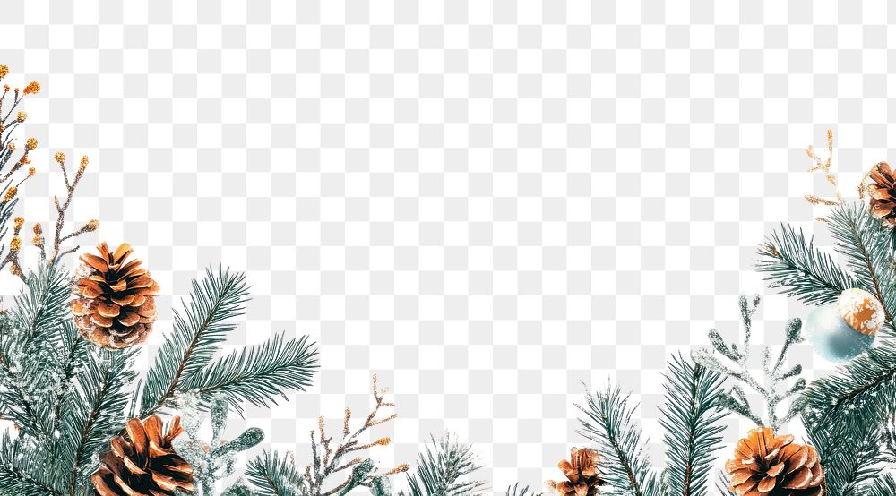 PNG Christmas theme border nature pine vegetation.