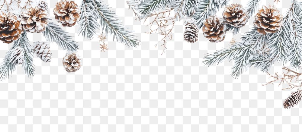 PNG Christmas theme border pine snow accessories.