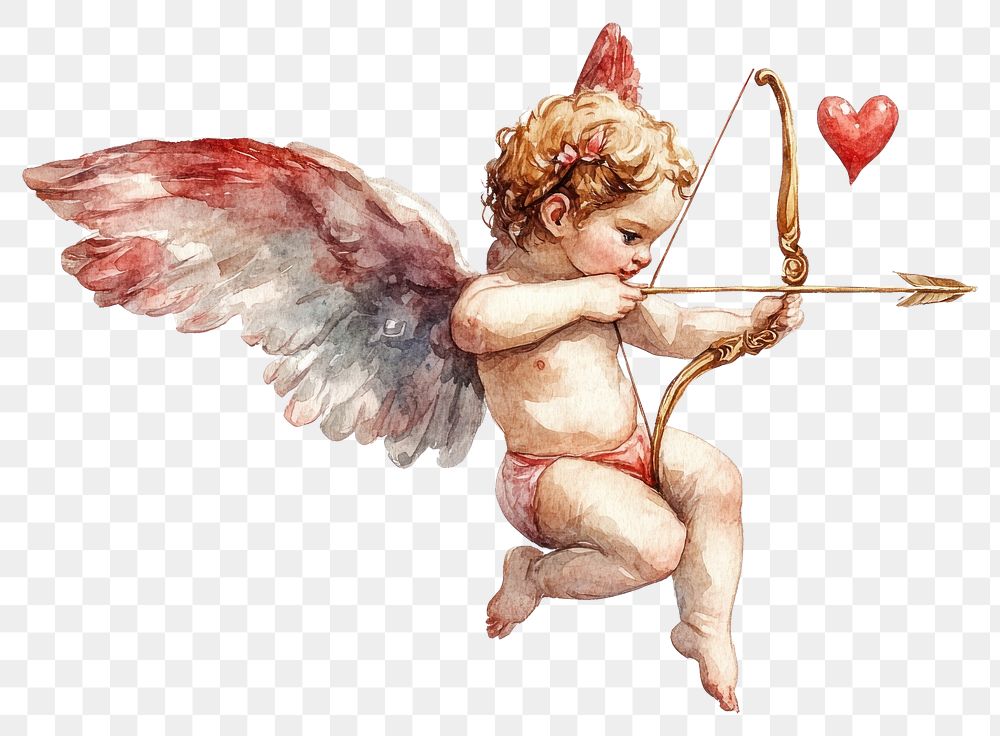 PNG Cupid illustration watercolor art.