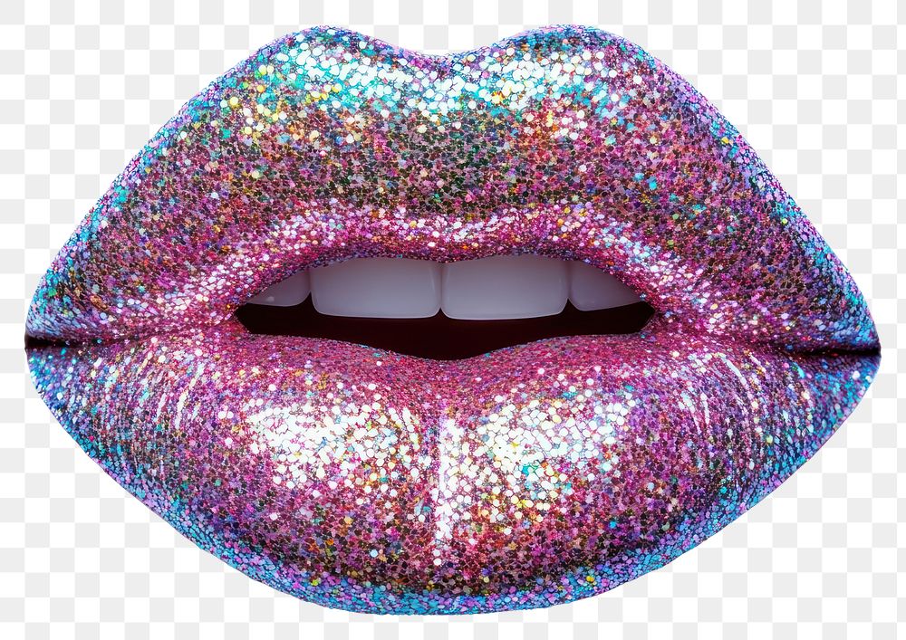 PNG Glitter lips sparkling glamorous colorful.