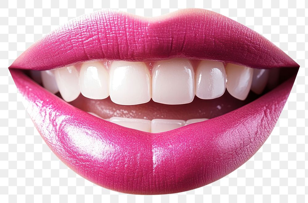 PNG Pink lips cosmetics lipstick teeth.